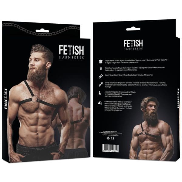 FETISH SUBMISSIVE - ATTITUDE MENS CROSSED SHOULDER ECO LEATHER HARNESS 3